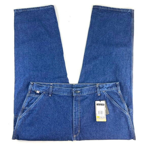 New Carhartt Mens Flame Resistant Signature Denim Dungaree FRB13 DNM 42 x 33 - Picture 8 of 16